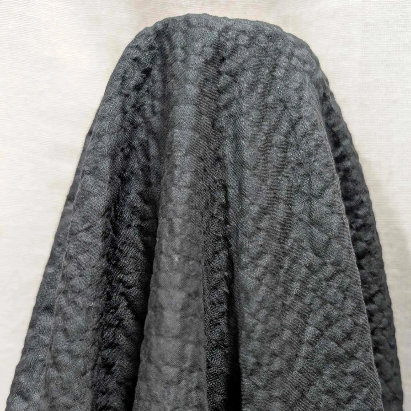 Cotton Voile, Seersucker Self Stripe, Black
