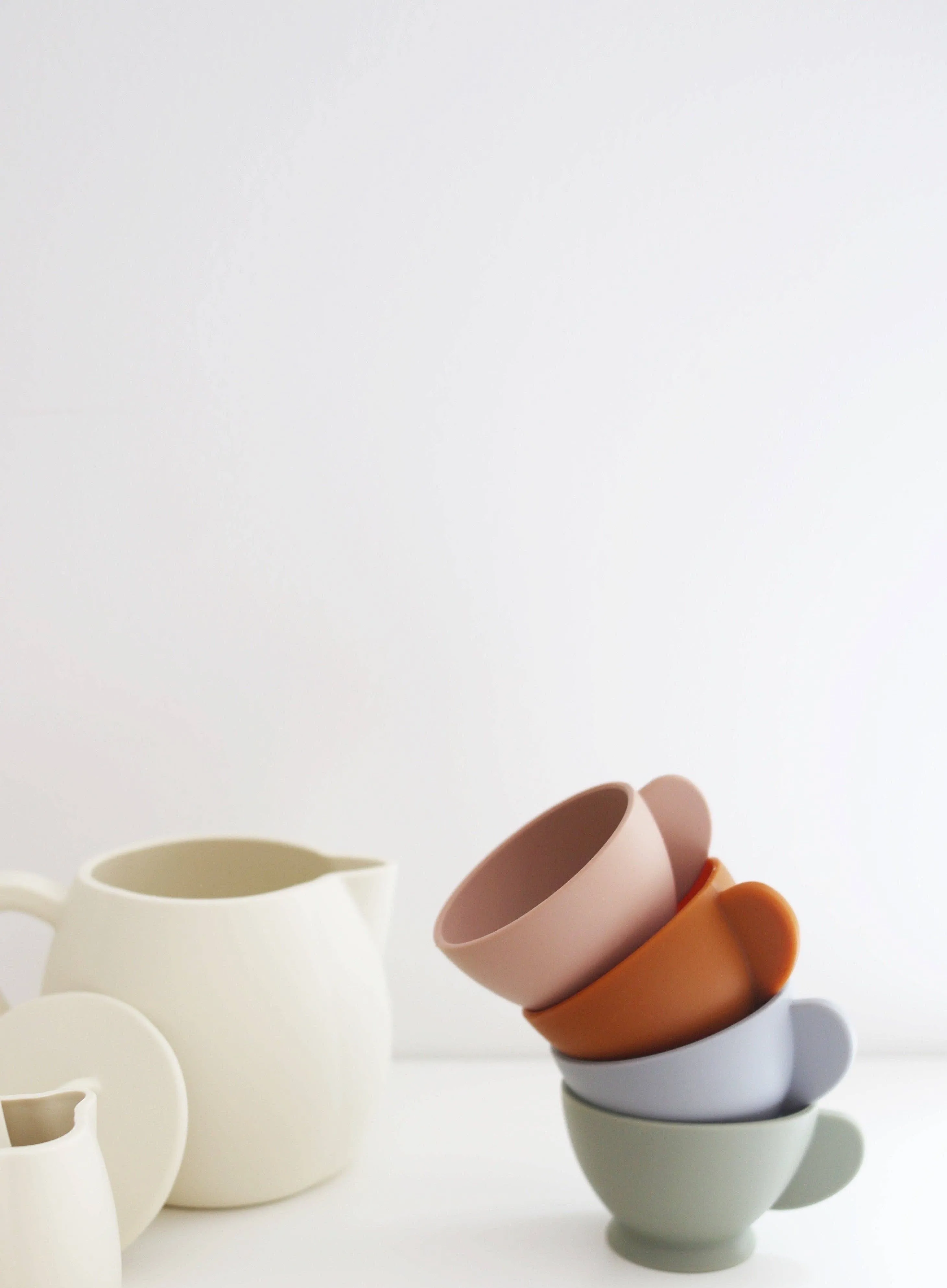 Cream Multi Mix Silicone Tea Play Set