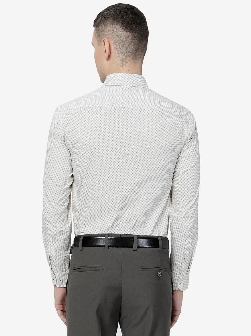 Cream Printed Regular Fit Formal Shirt | Greenfibre