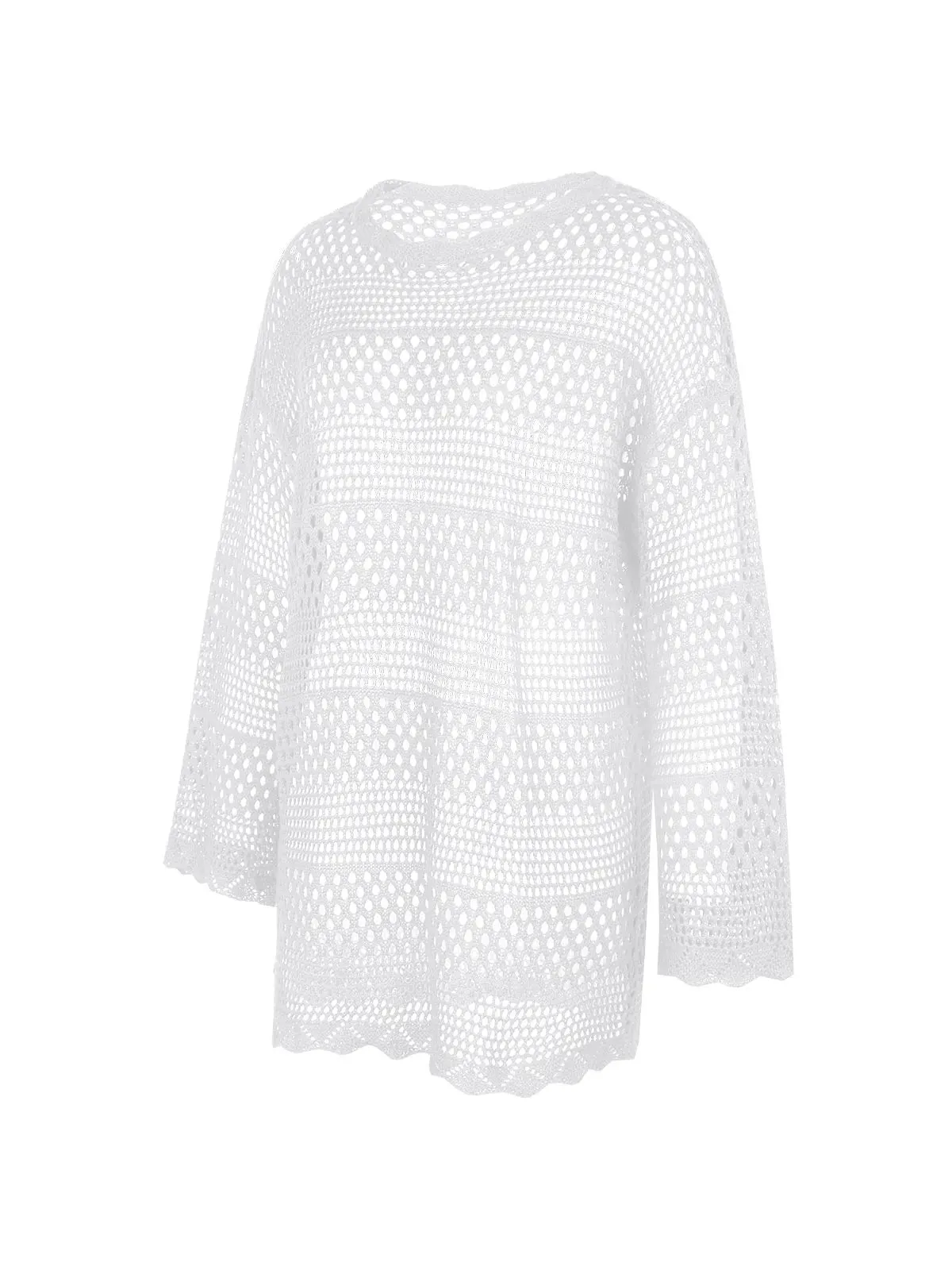Crochet Long Sleeve Coverup Top