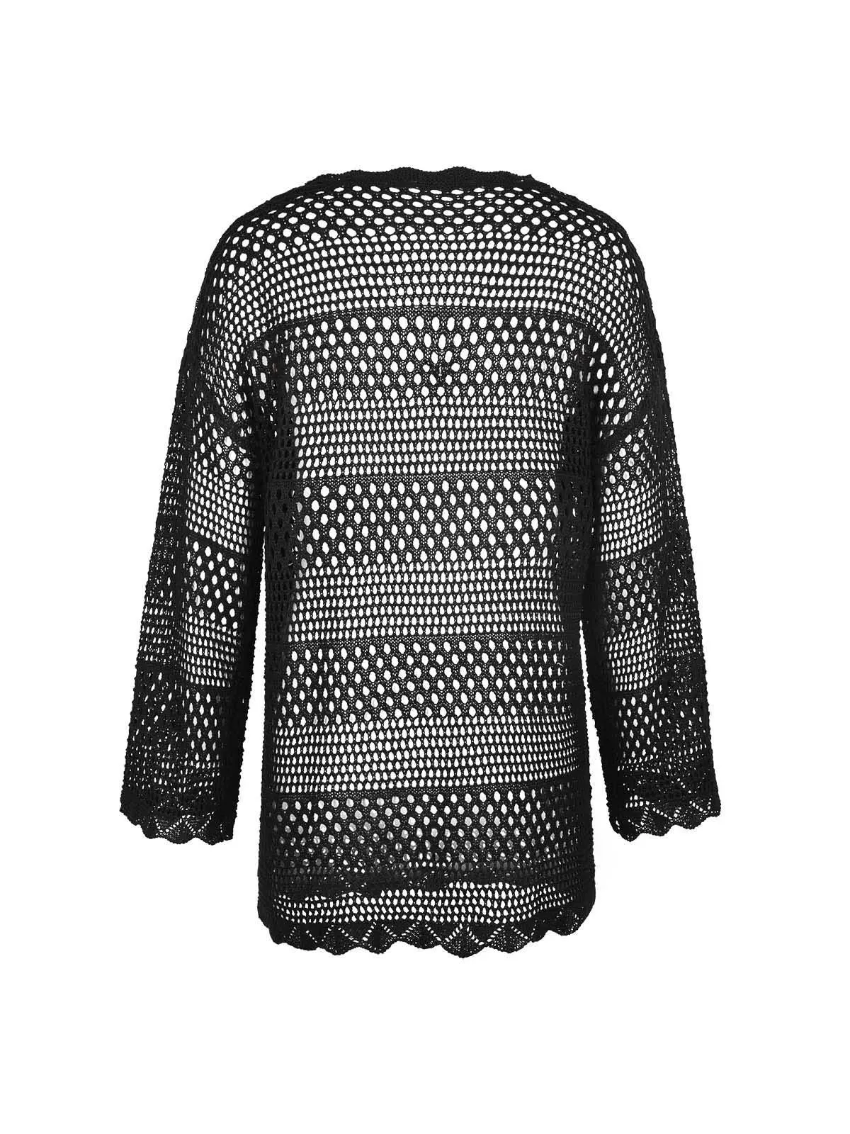 Crochet Long Sleeve Coverup Top