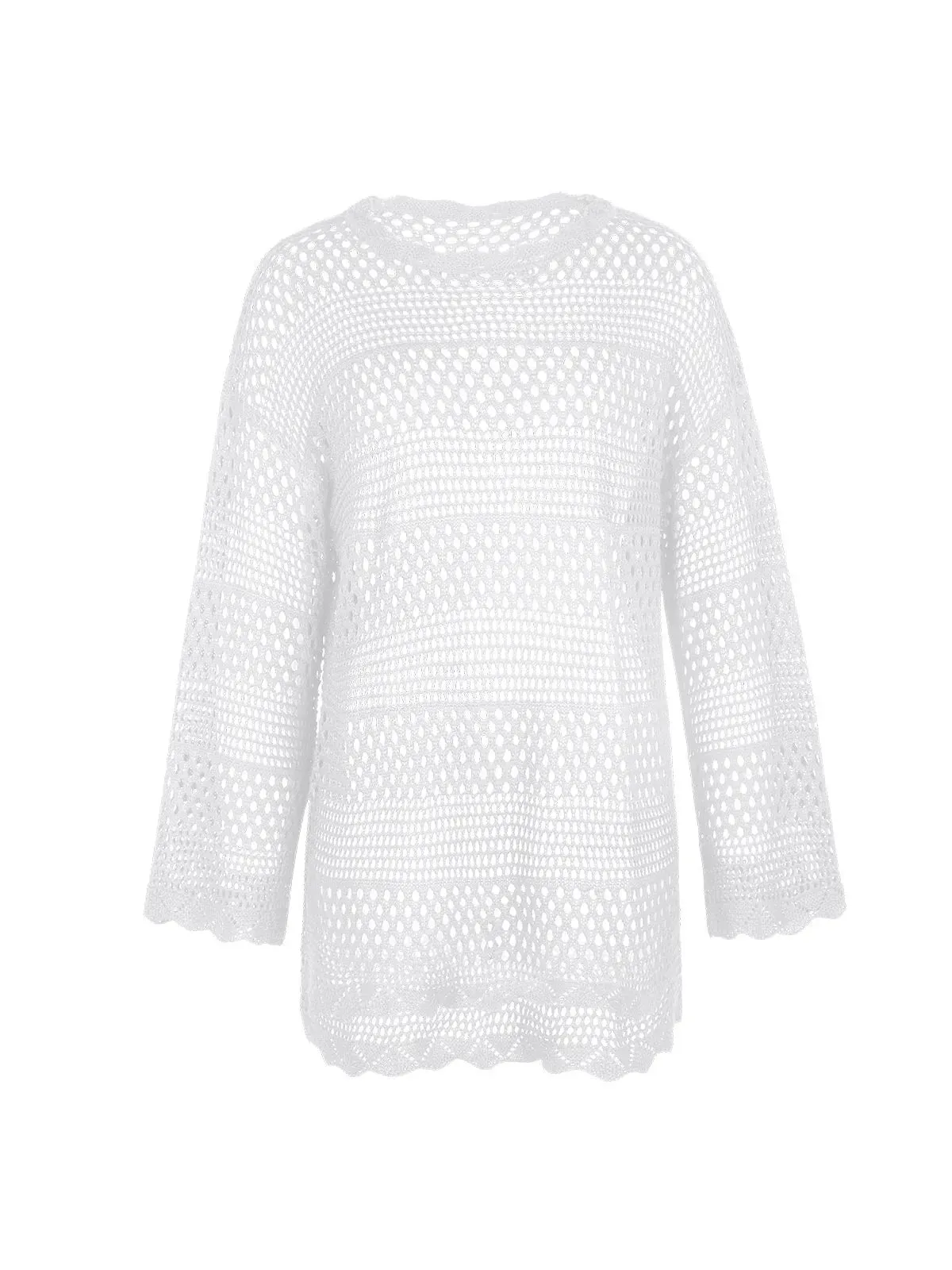 Crochet Long Sleeve Coverup Top