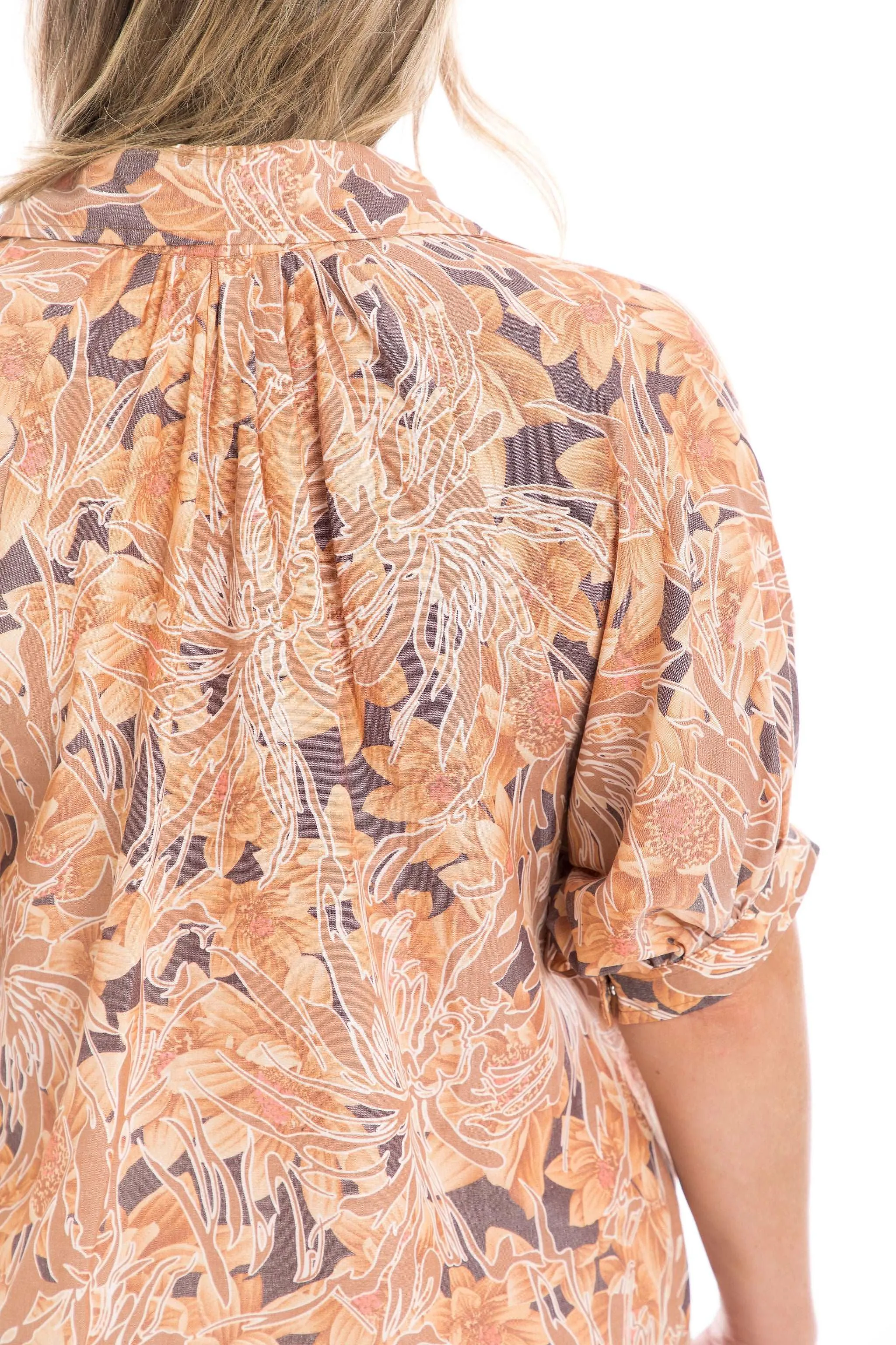 D096 Dottie Shirt Dress Brick floral