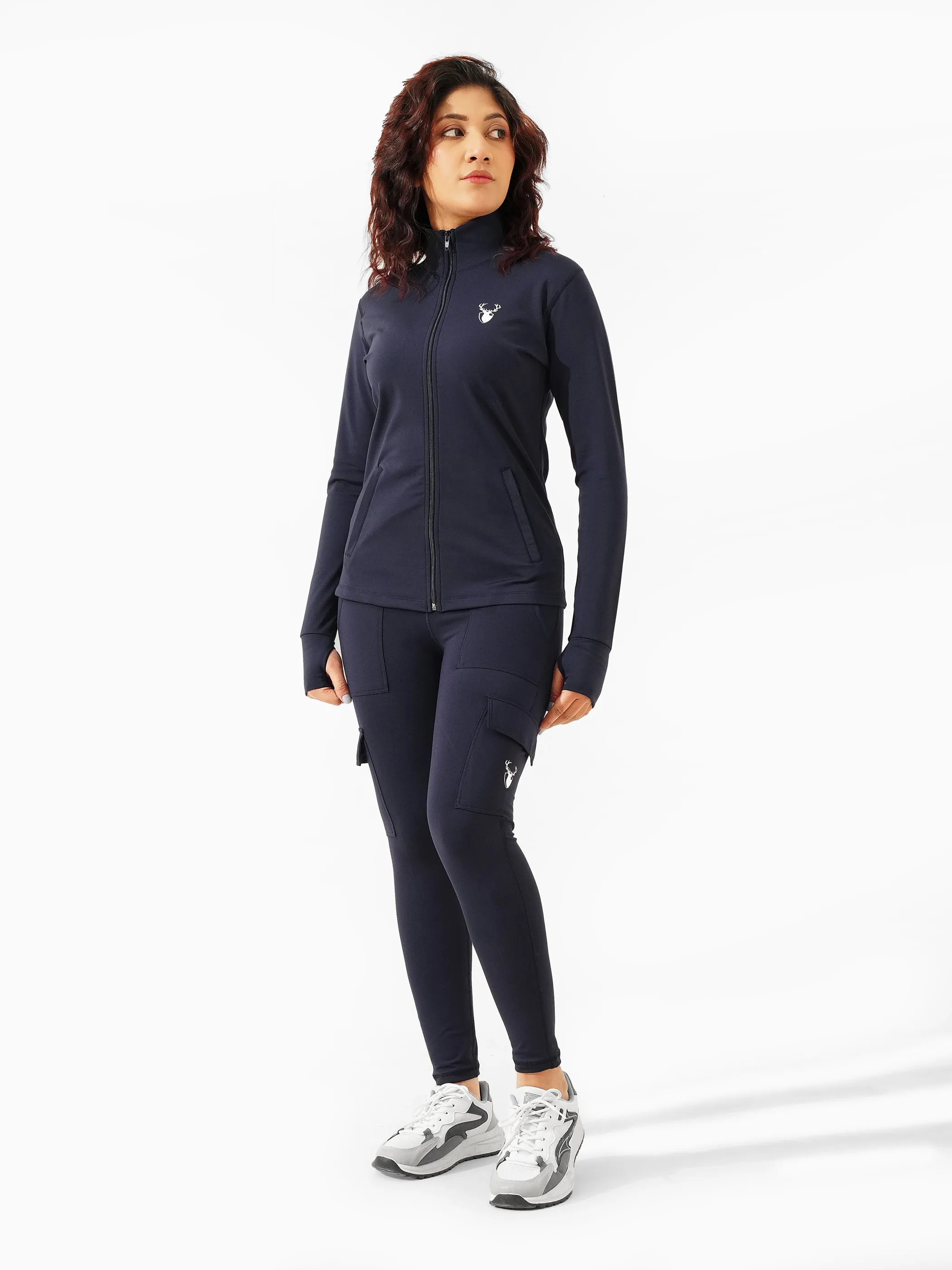 Detailed Cargo Pocket Legging in Navy blue