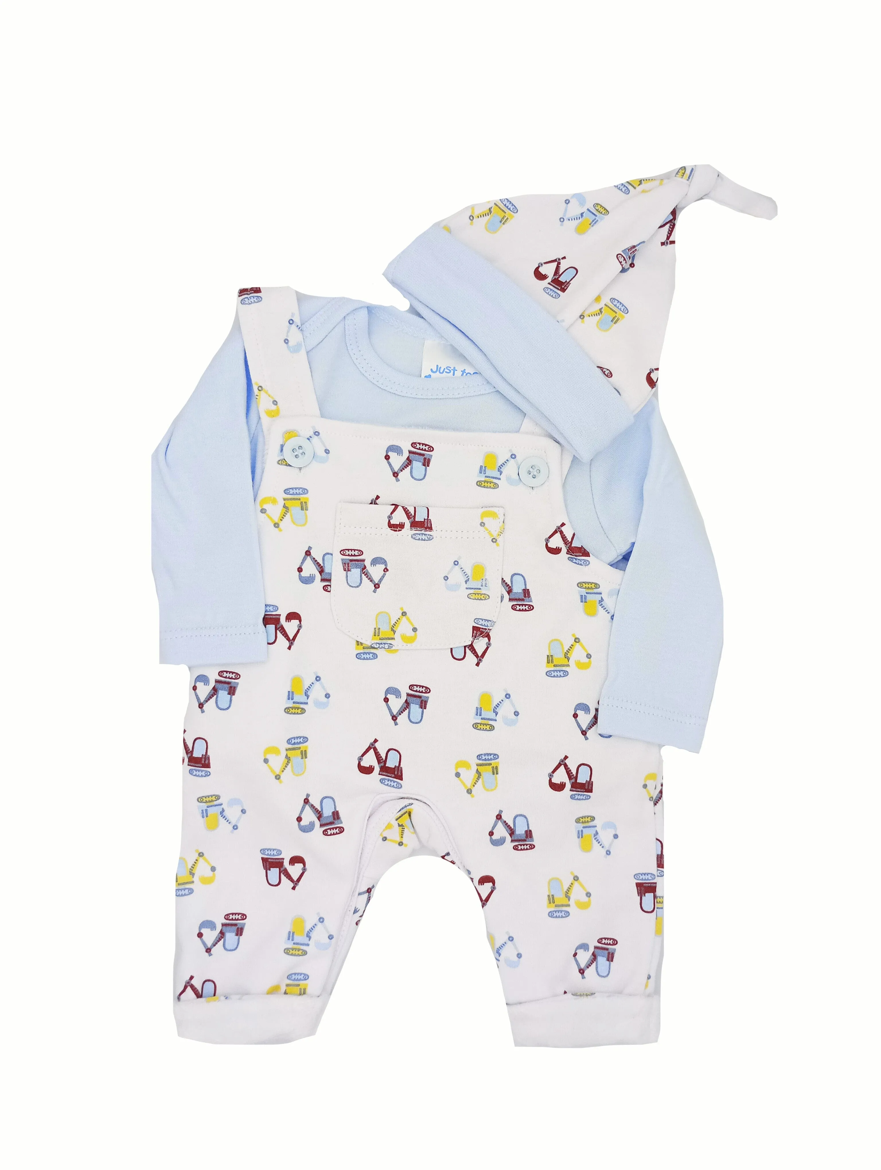Diggers 3 Piece Gift Set - White/Blue : Dungarees, Top & Hat