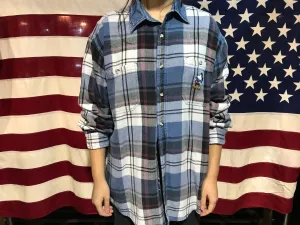 Disney 90’s Vintage Check Flannel Long Sleeve Mens Shirt