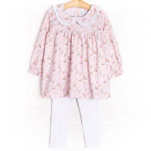 Ditsy Daisy Legging Set, Pink