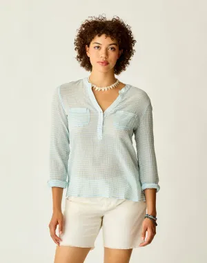 Dylan Gauze Shirt - Lagoon Stripe