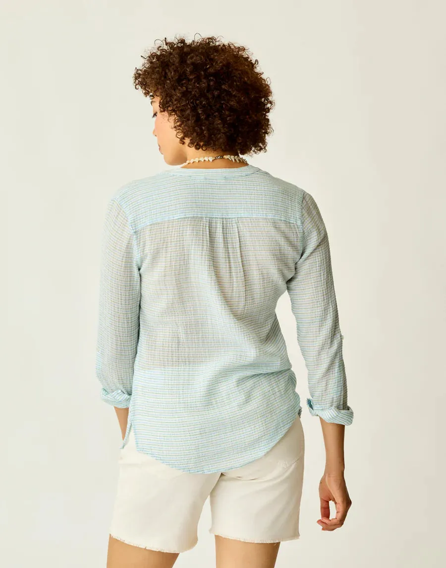 Dylan Gauze Shirt - Lagoon Stripe