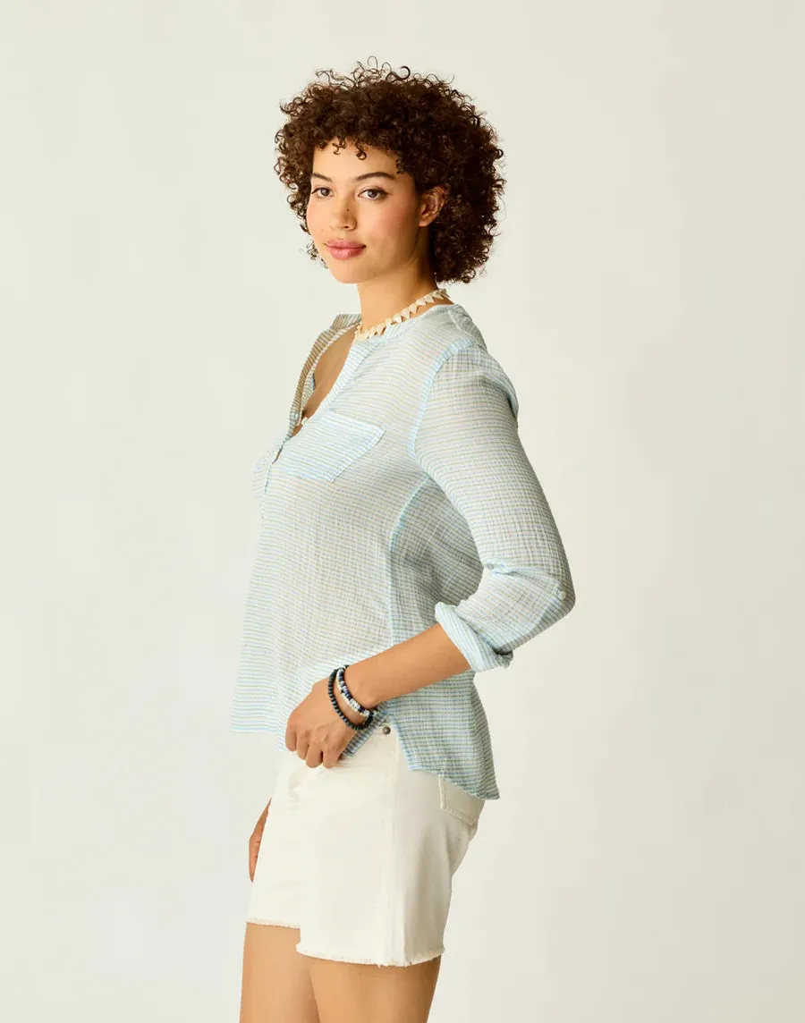 Dylan Gauze Shirt - Lagoon Stripe