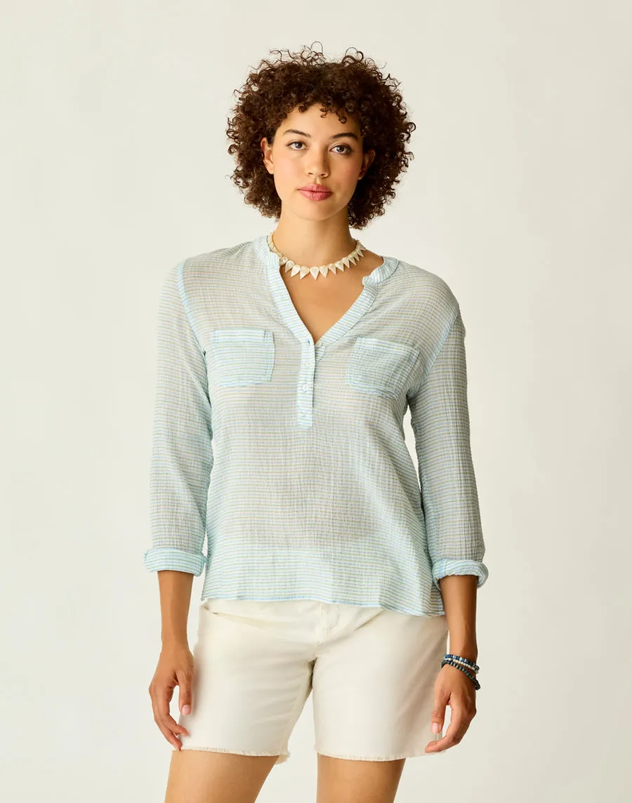Dylan Gauze Shirt - Lagoon Stripe
