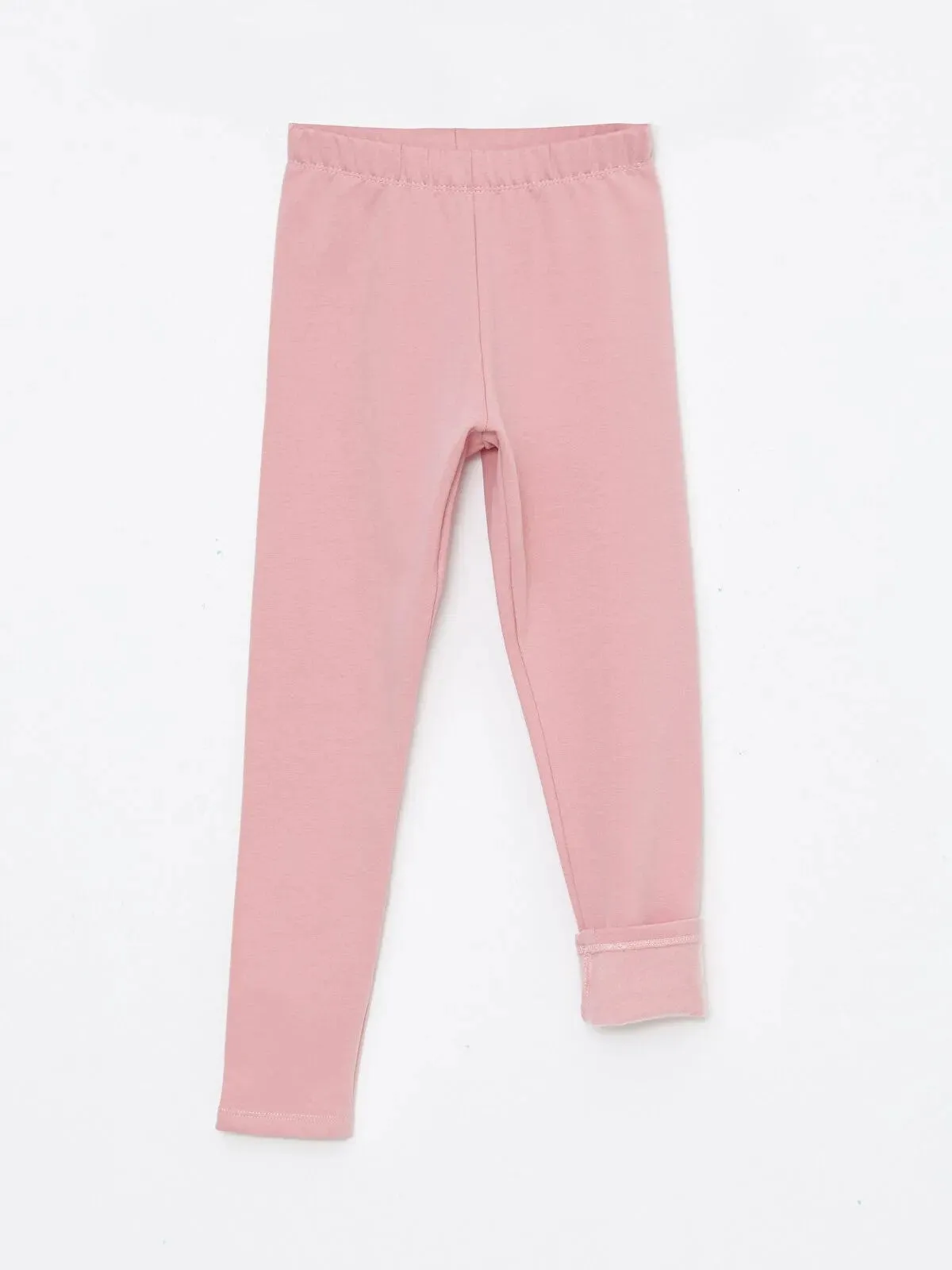 Elastic Waist Basic Fleece Lined Girls Long Leggings