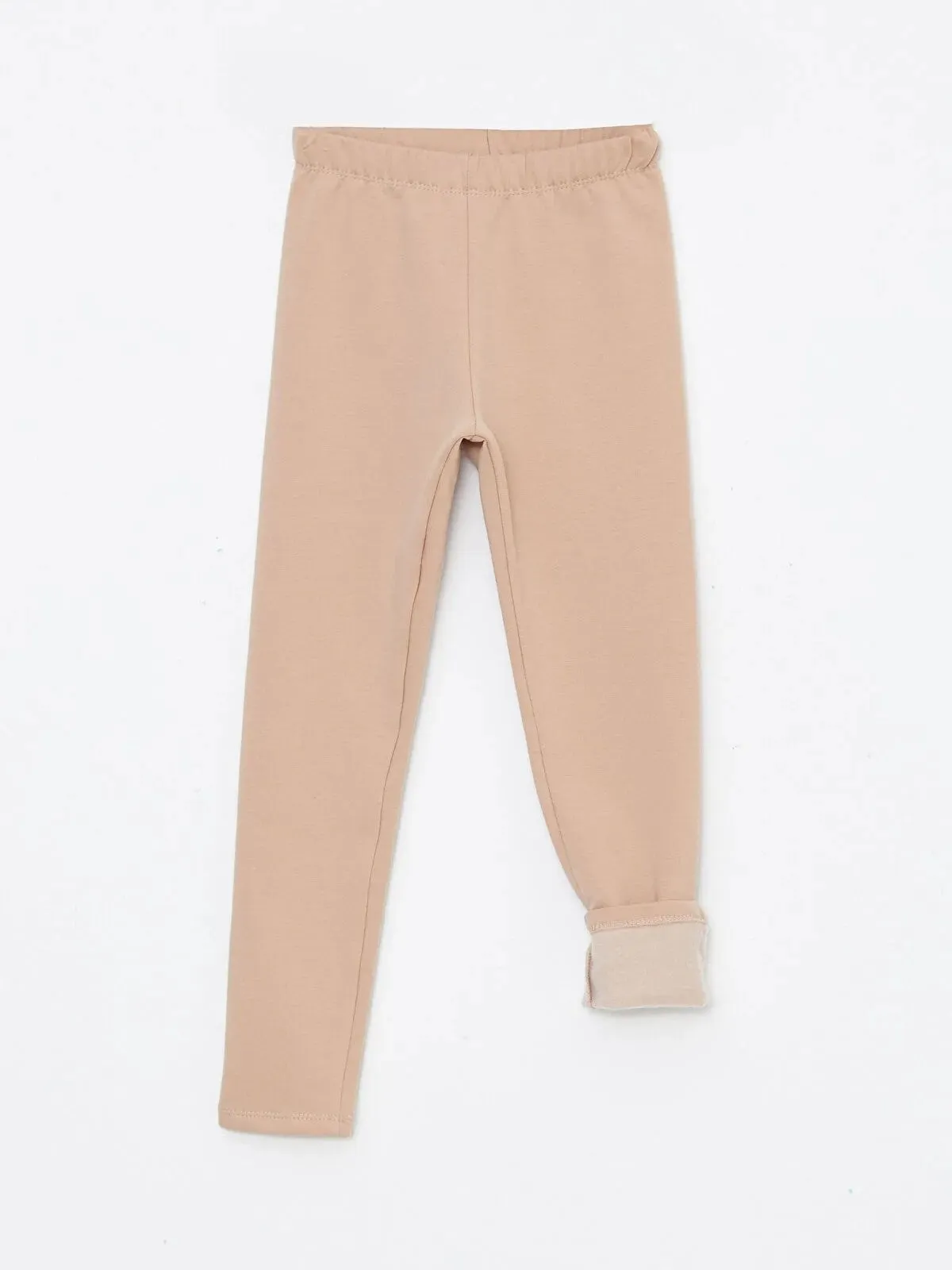 Elastic Waist Basic Fleece Lined Girls Long Leggings