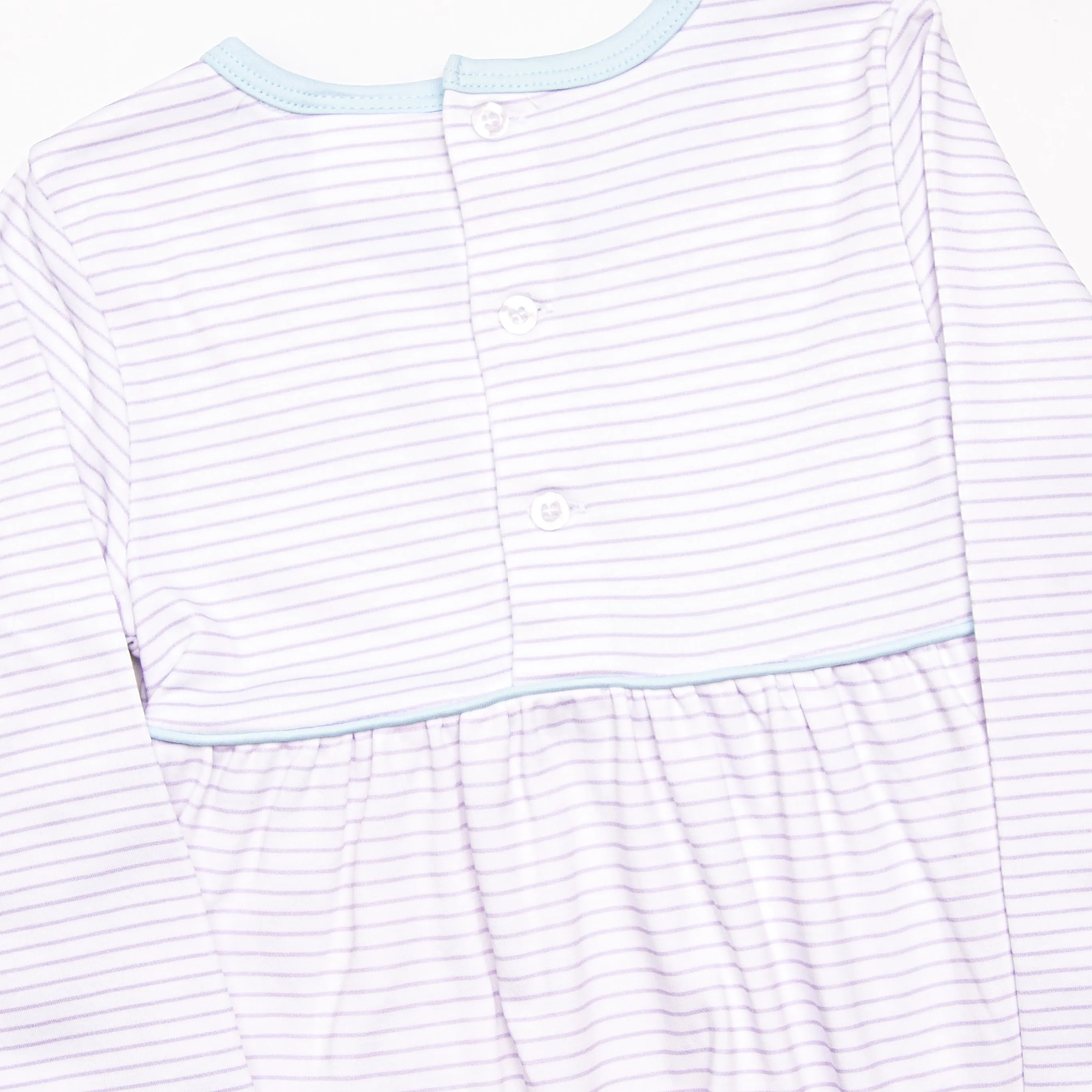 Ella Long Sleeve Pima Dress, Purple Stripe