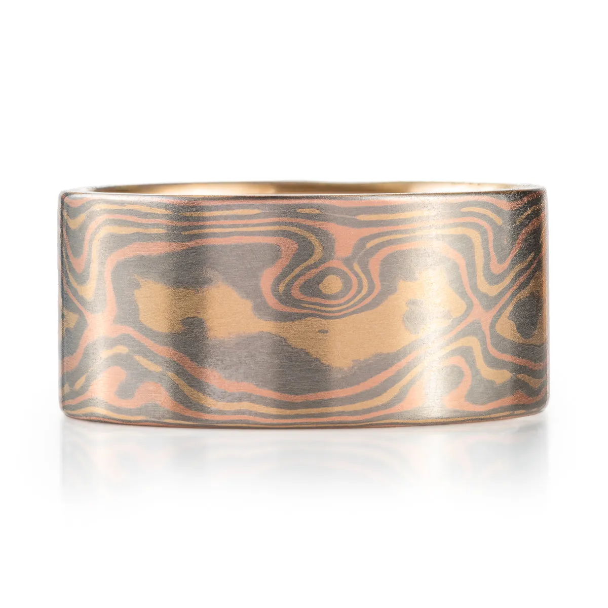 Extra Wide Cinders Palette Ring in Woodgrain Pattern