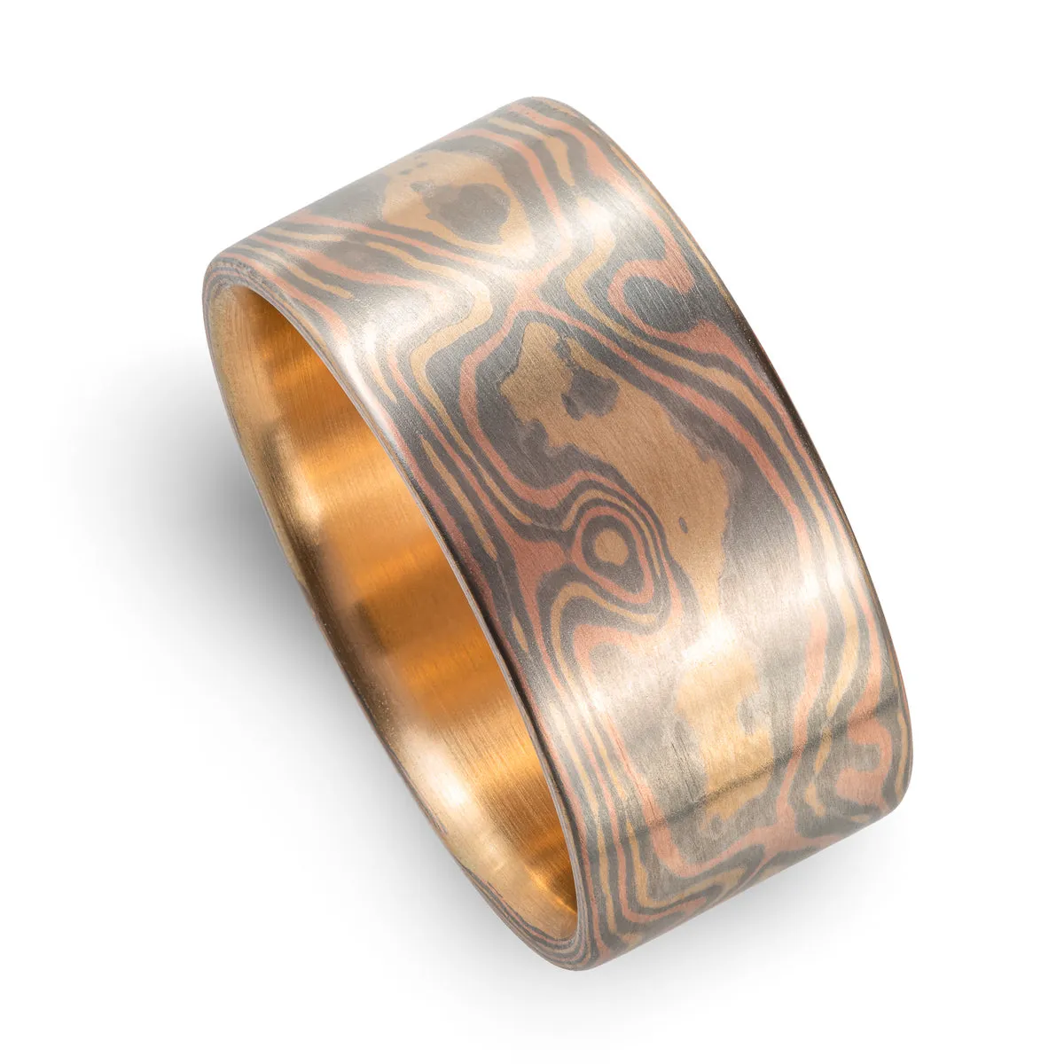 Extra Wide Cinders Palette Ring in Woodgrain Pattern