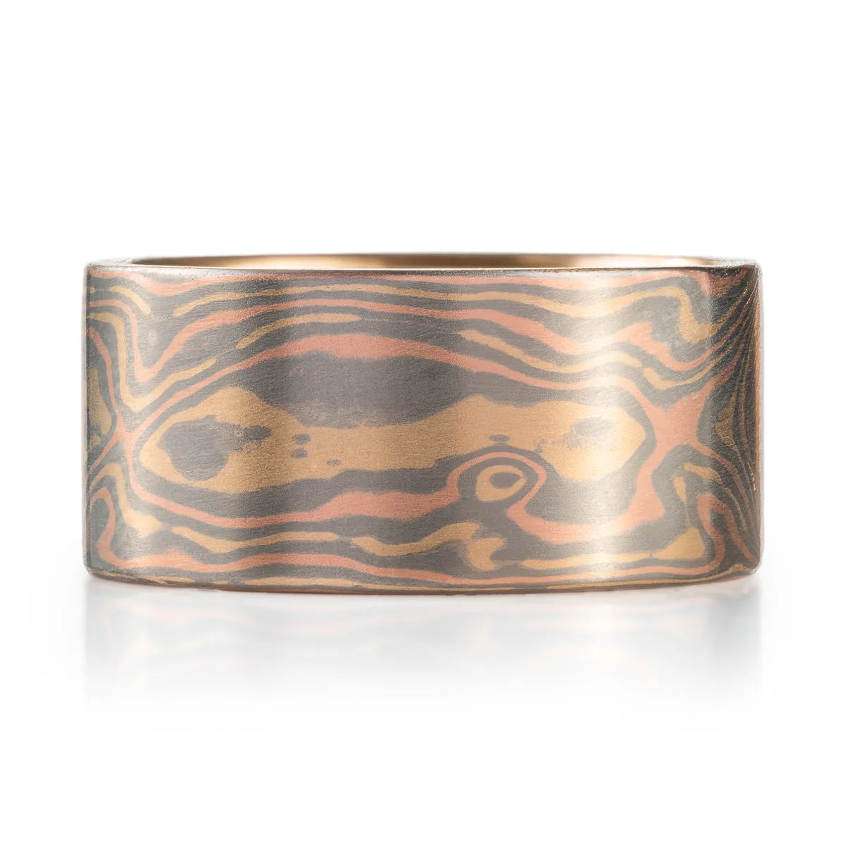 Extra Wide Cinders Palette Ring in Woodgrain Pattern
