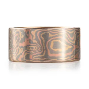 Extra Wide Cinders Palette Ring in Woodgrain Pattern