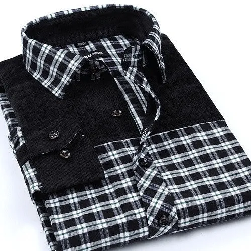 Fashion Casual Grid long-sleeved mens plaid shirts, Fashion Leisure styles lim fit flannel shirt