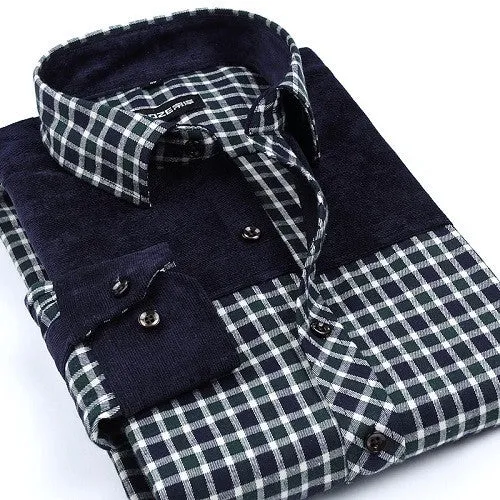 Fashion Casual Grid long-sleeved mens plaid shirts, Fashion Leisure styles lim fit flannel shirt