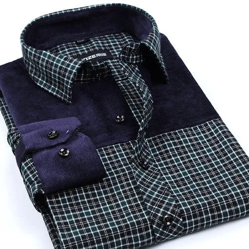 Fashion Casual Grid long-sleeved mens plaid shirts, Fashion Leisure styles lim fit flannel shirt