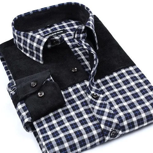 Fashion Casual Grid long-sleeved mens plaid shirts, Fashion Leisure styles lim fit flannel shirt
