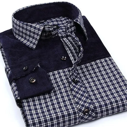 Fashion Casual Grid long-sleeved mens plaid shirts, Fashion Leisure styles lim fit flannel shirt