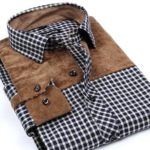 Fashion Casual Grid long-sleeved mens plaid shirts, Fashion Leisure styles lim fit flannel shirt