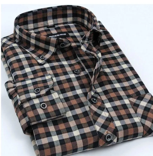 Fashion Casual Grid long-sleeved mens plaid shirts, Fashion Leisure styles lim fit flannel shirt