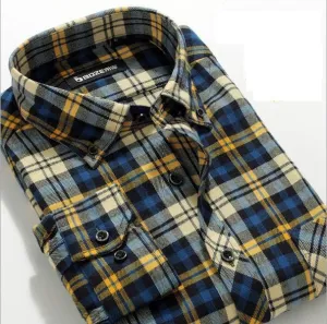 Fashion Casual Grid long-sleeved mens plaid shirts, Fashion Leisure styles lim fit flannel shirt