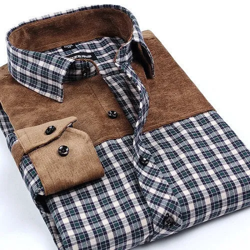 Fashion Casual Grid long-sleeved mens plaid shirts, Fashion Leisure styles lim fit flannel shirt