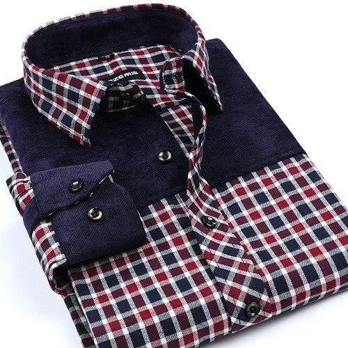 Fashion Casual Grid long-sleeved mens plaid shirts, Fashion Leisure styles lim fit flannel shirt