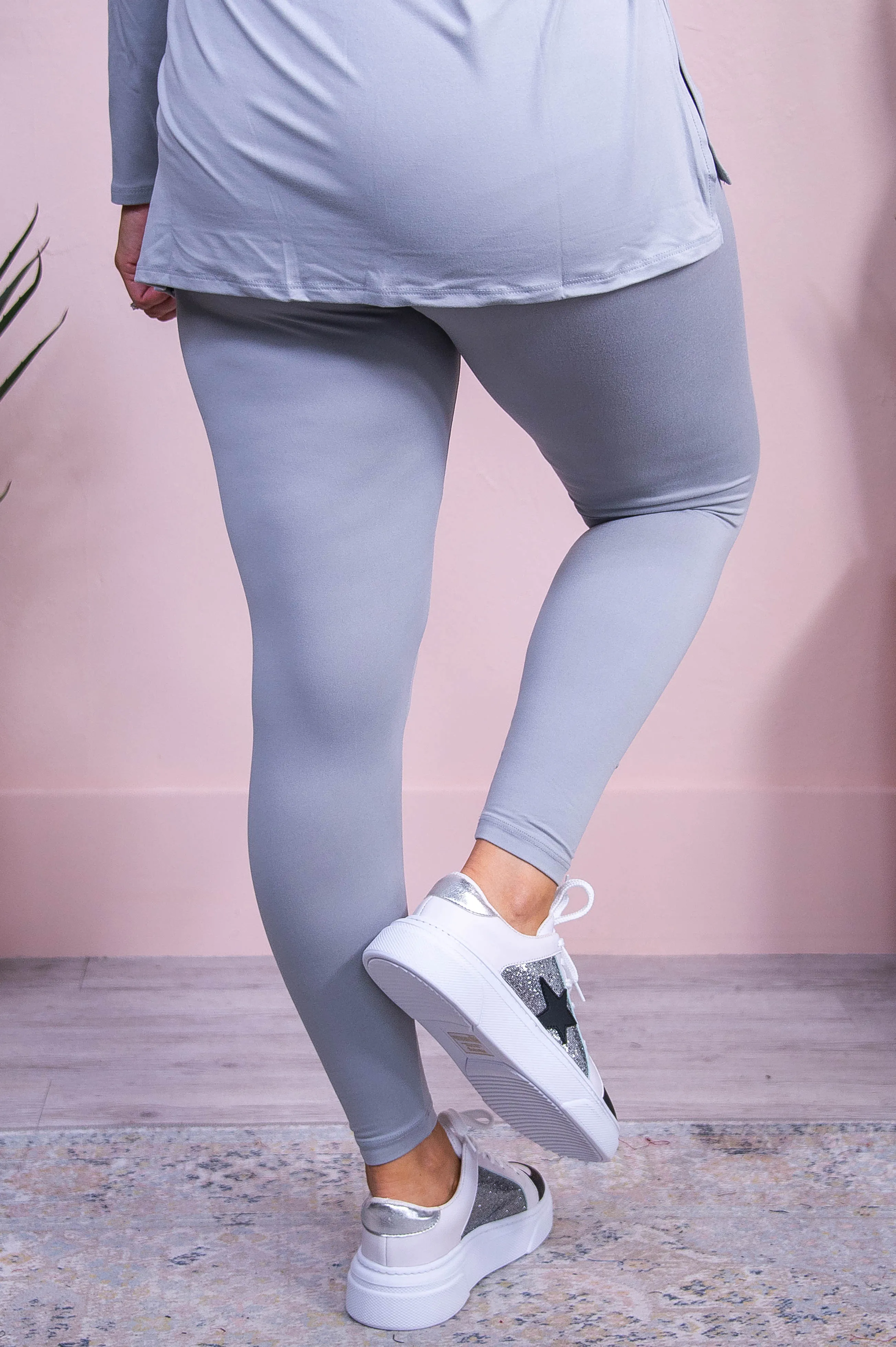 Fashionable Fall Light Gray Solid Top/Legging (2-Piece Set) - T10221LGR