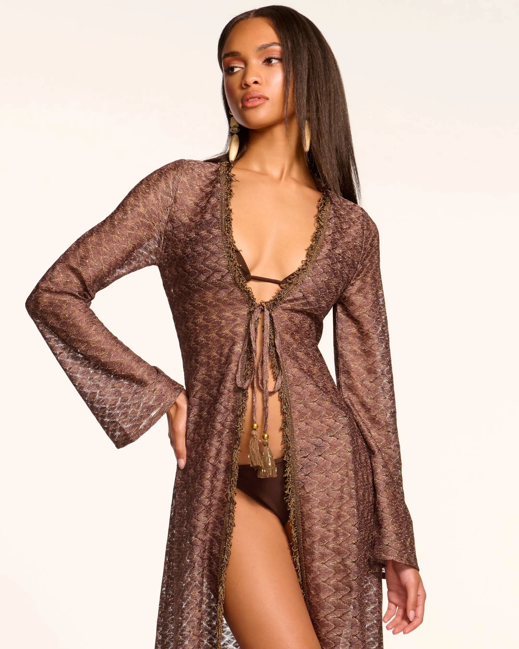 Fatima Zig Zag Coverup Dress - Bronze