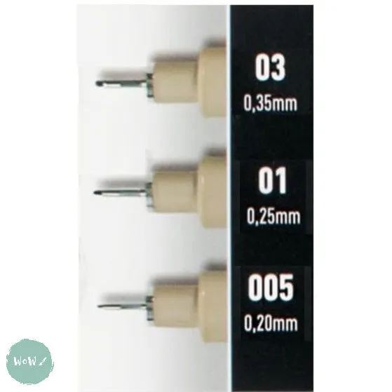 Fineliner Pigment Pen Set - SAKURA Pigma Micron - DESIGN SET - 3 Black assorted - 0.05, 0.1, 0.3