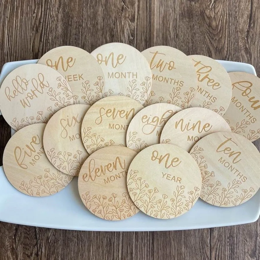 Floral Baby's First Year Milestone Disc Set