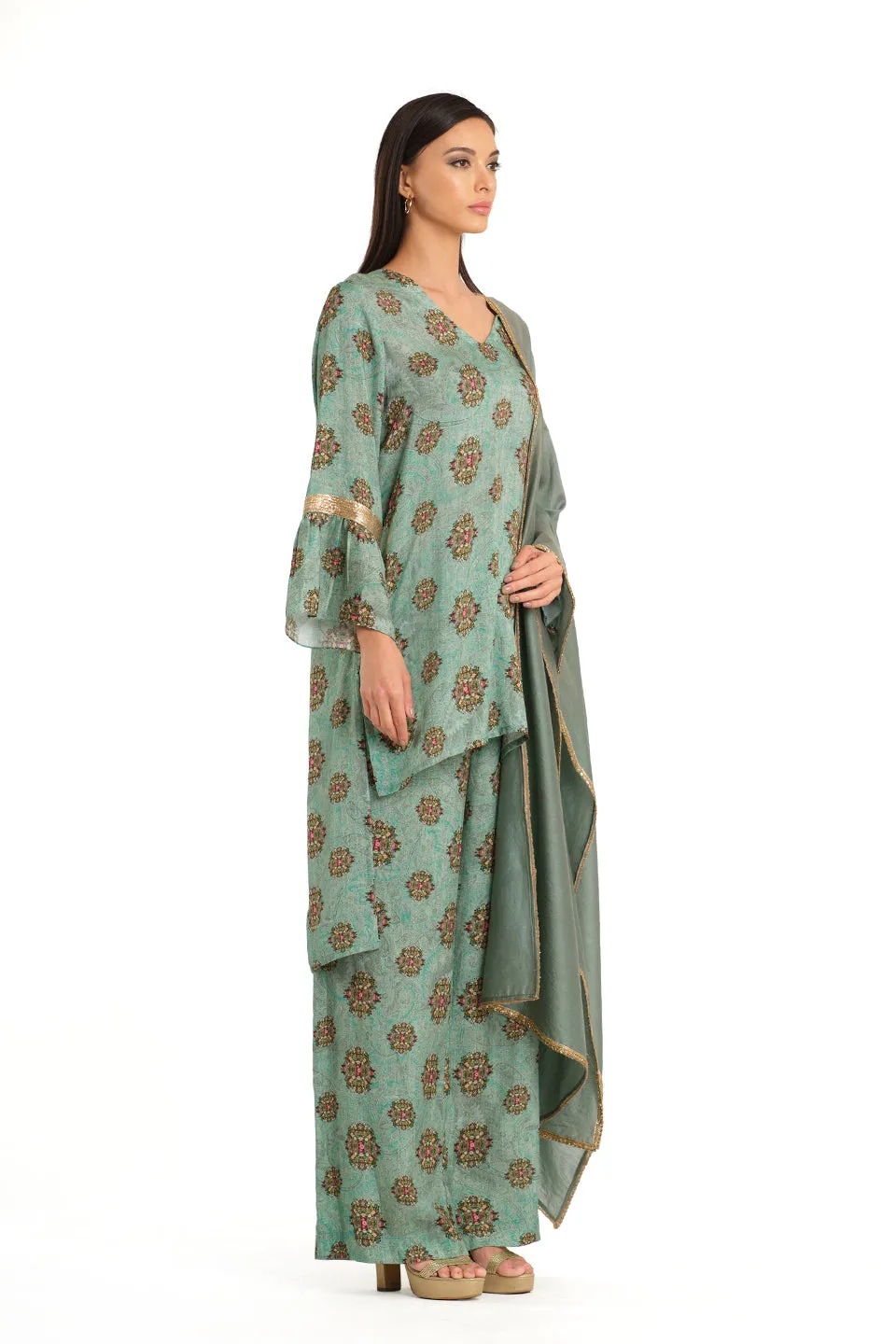 Floral motif High low tunic set