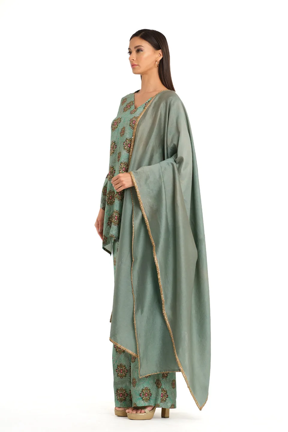 Floral motif High low tunic set