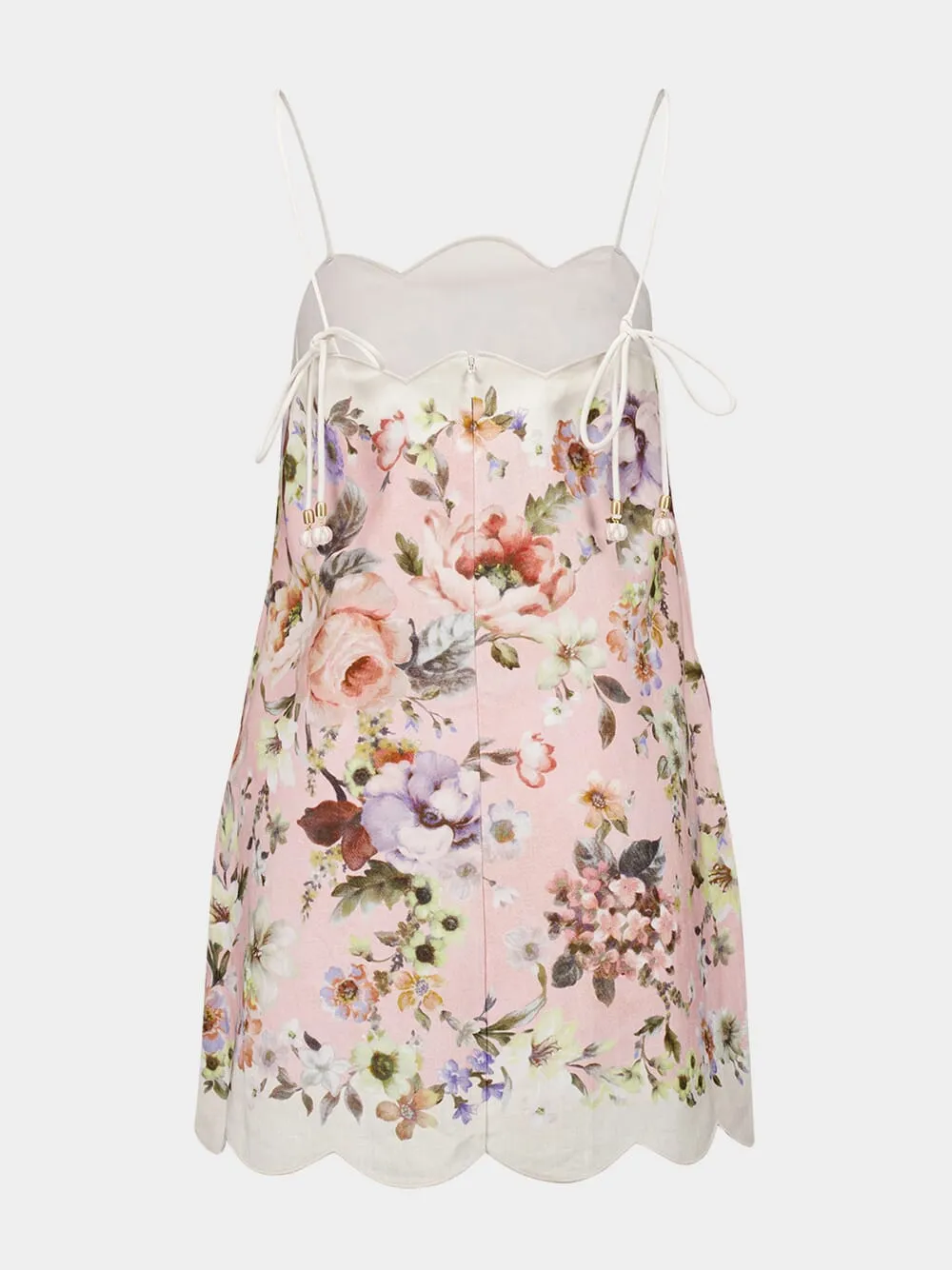 Floral Pink Acacia Scallop Mini Dress