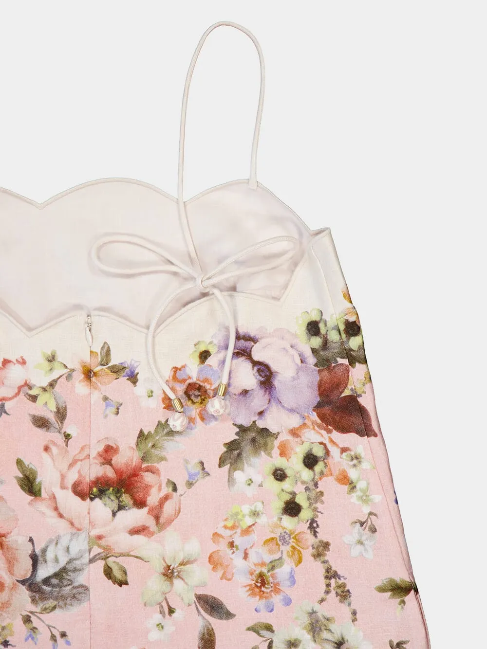 Floral Pink Acacia Scallop Mini Dress
