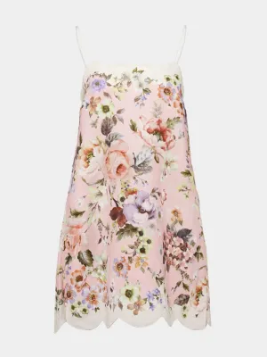 Floral Pink Acacia Scallop Mini Dress