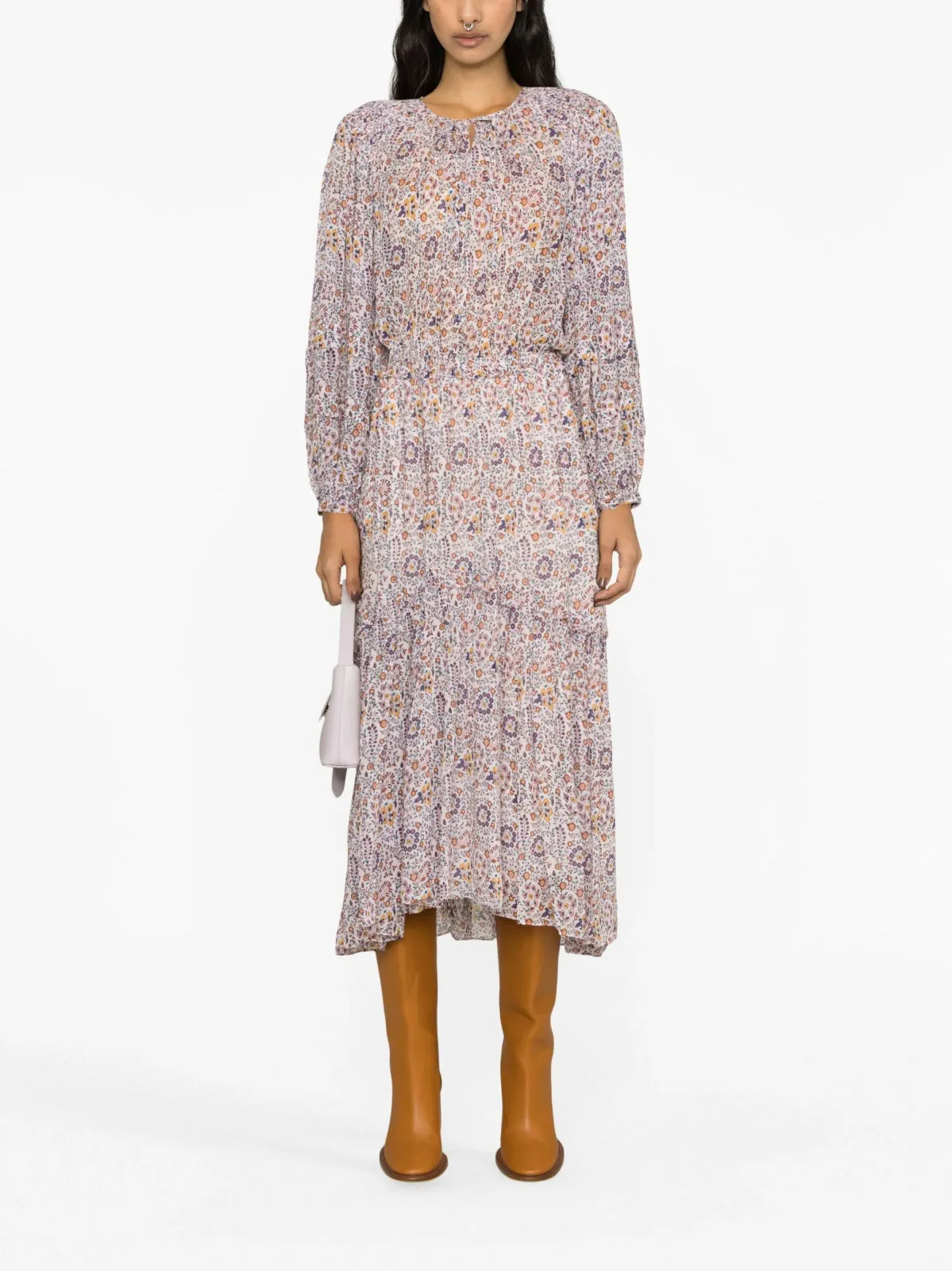Floral-Print Crepe Midi Dress