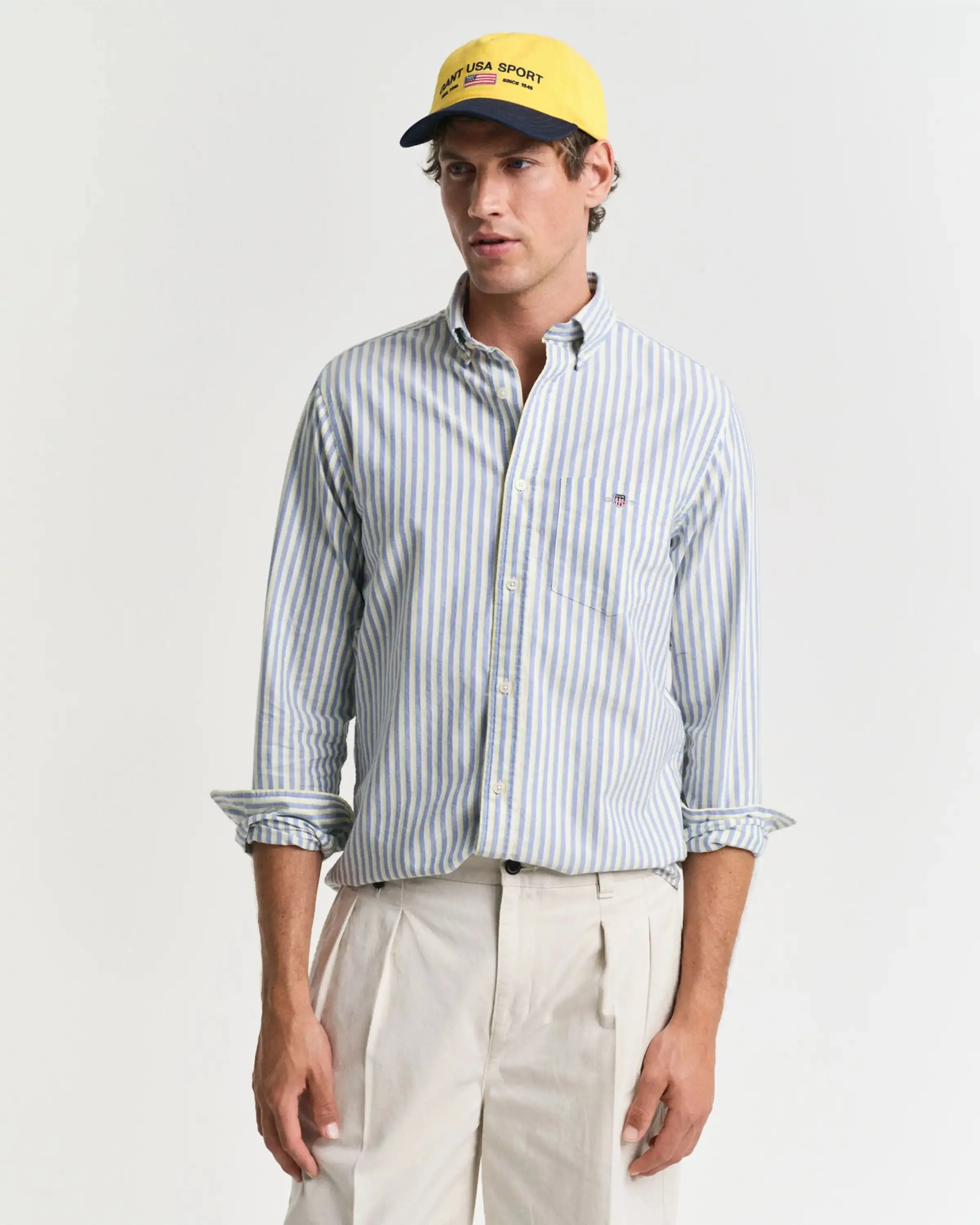 GANT Mens Regular Oxford Stripe Shirt Rich Blue