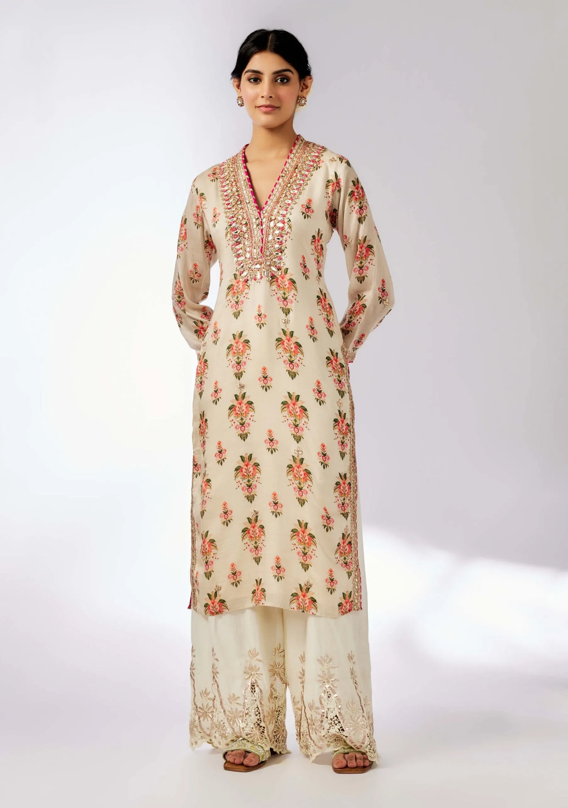 Gargi printed ivory tunic