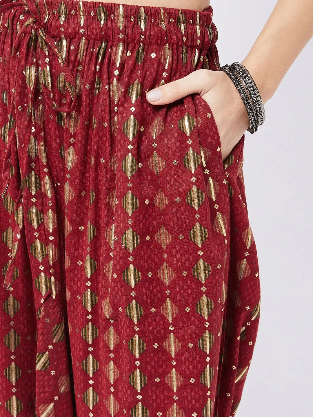 Garnet Red Harem Pant