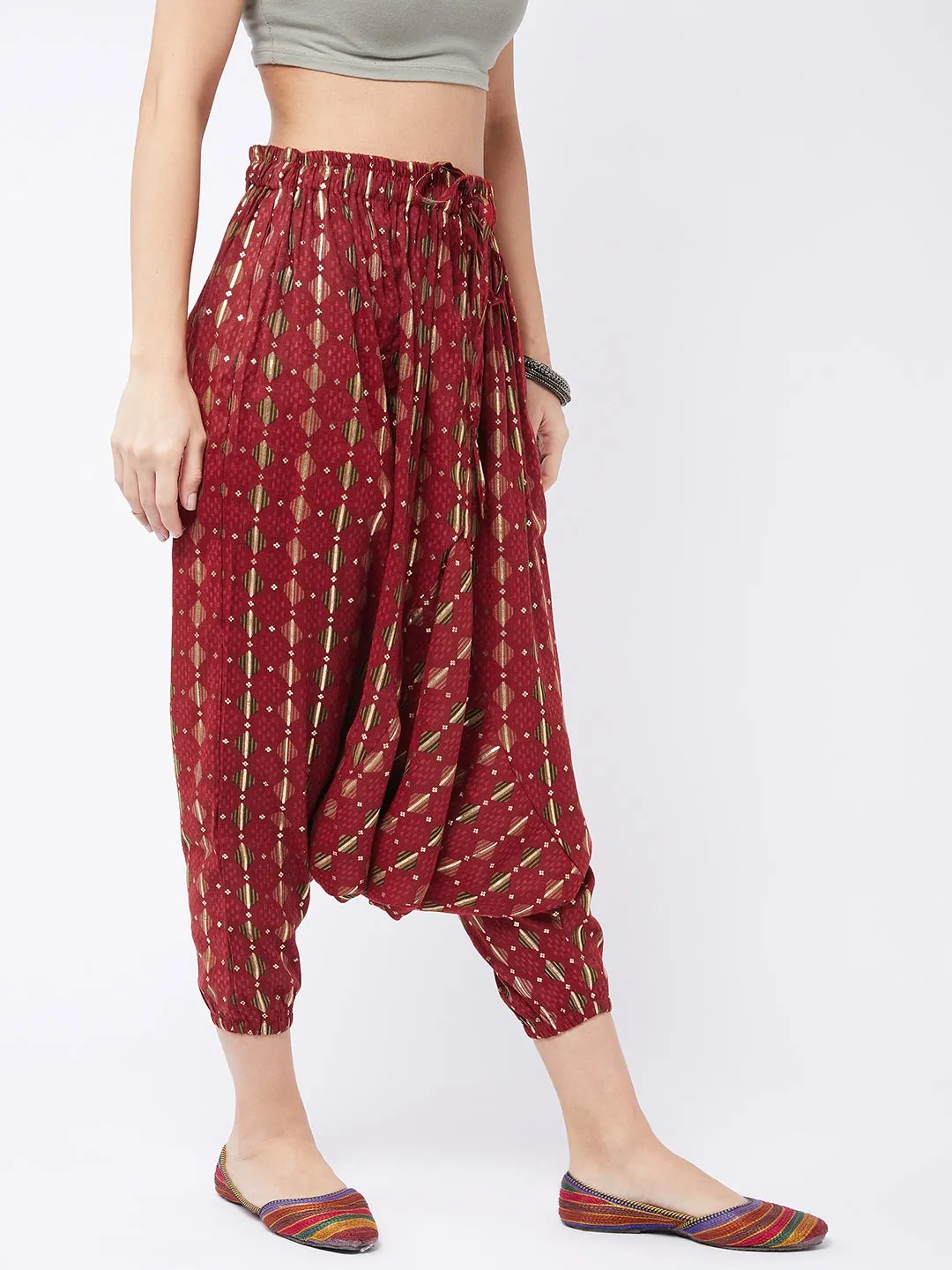 Garnet Red Harem Pant