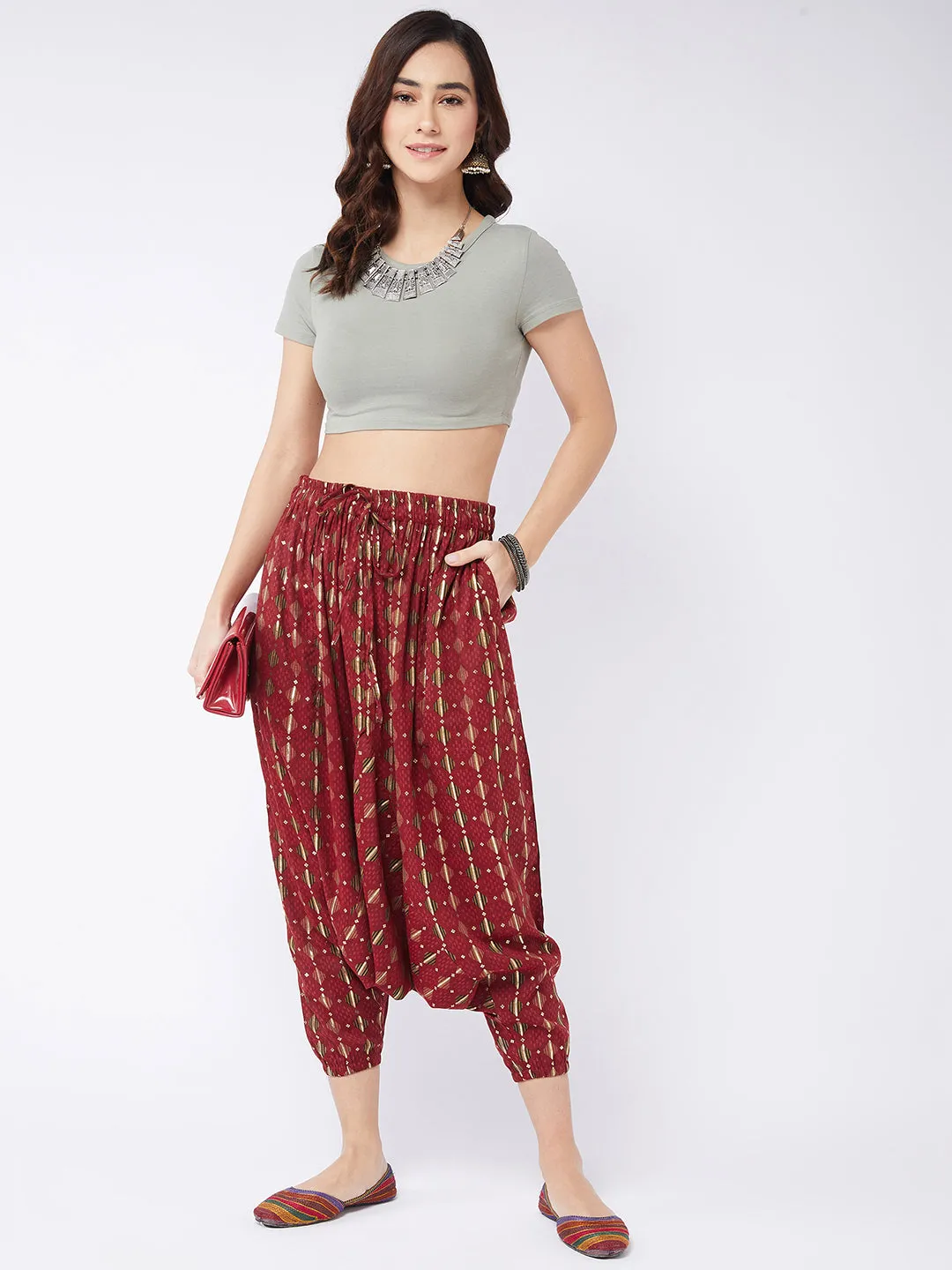 Garnet Red Harem Pant