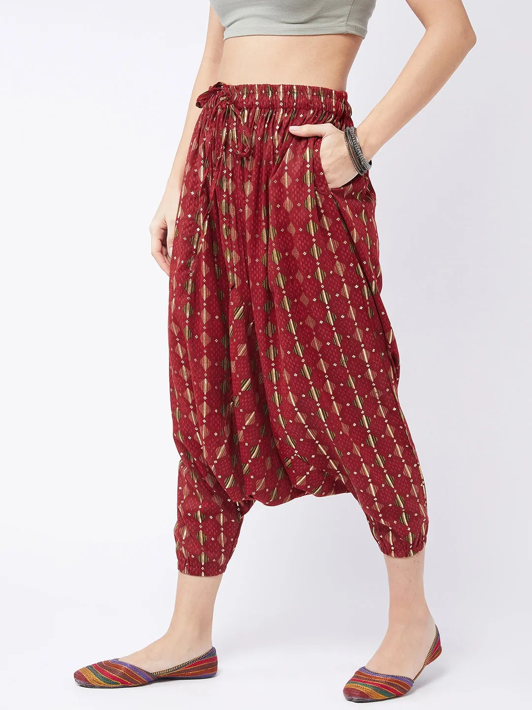 Garnet Red Harem Pant