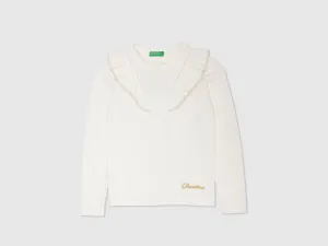 Girls White Long Sleeve Solid Top