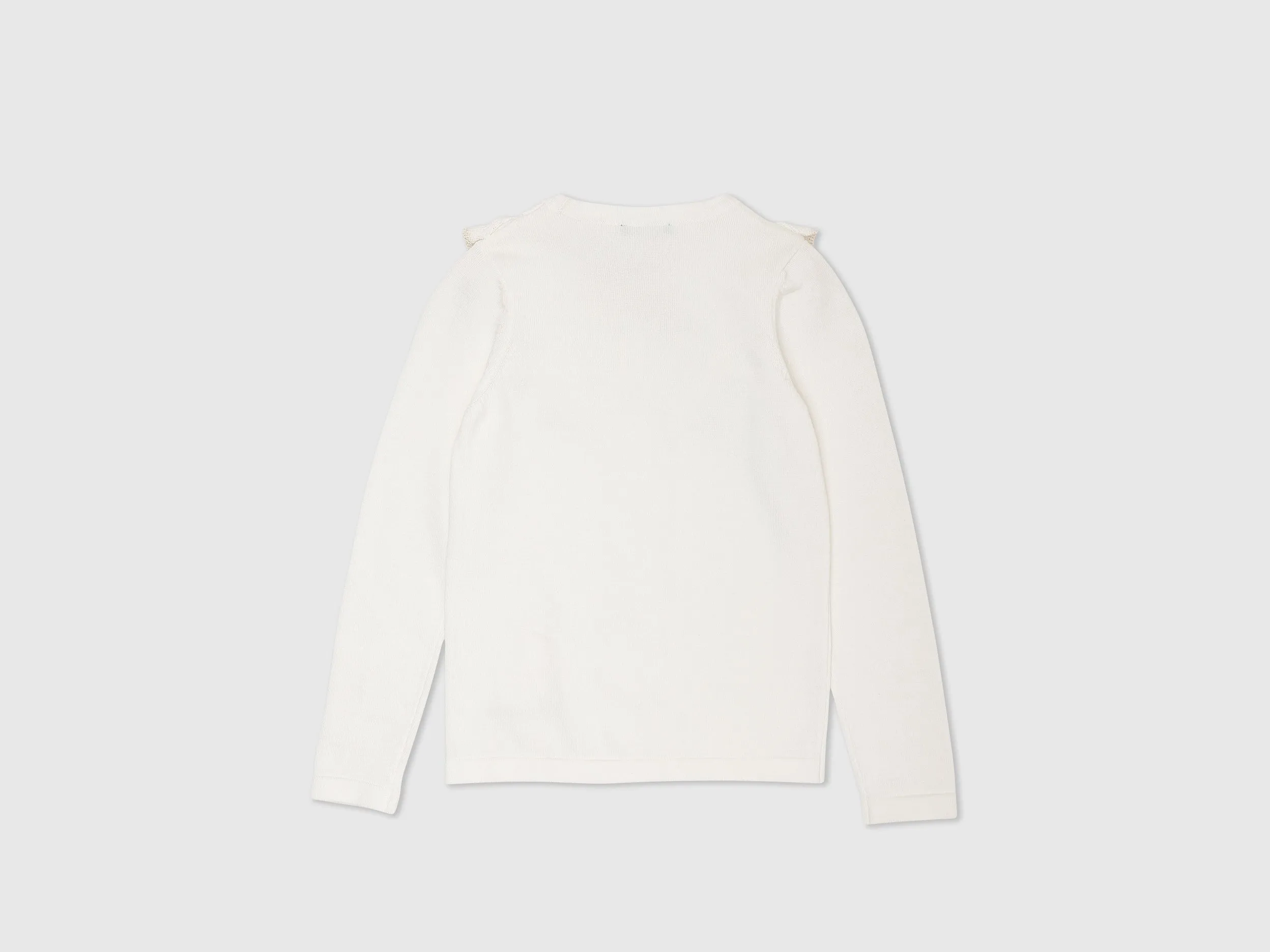 Girls White Long Sleeve Solid Top